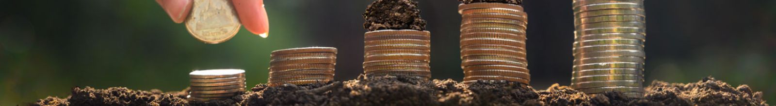A person puts down a coin on a pile
