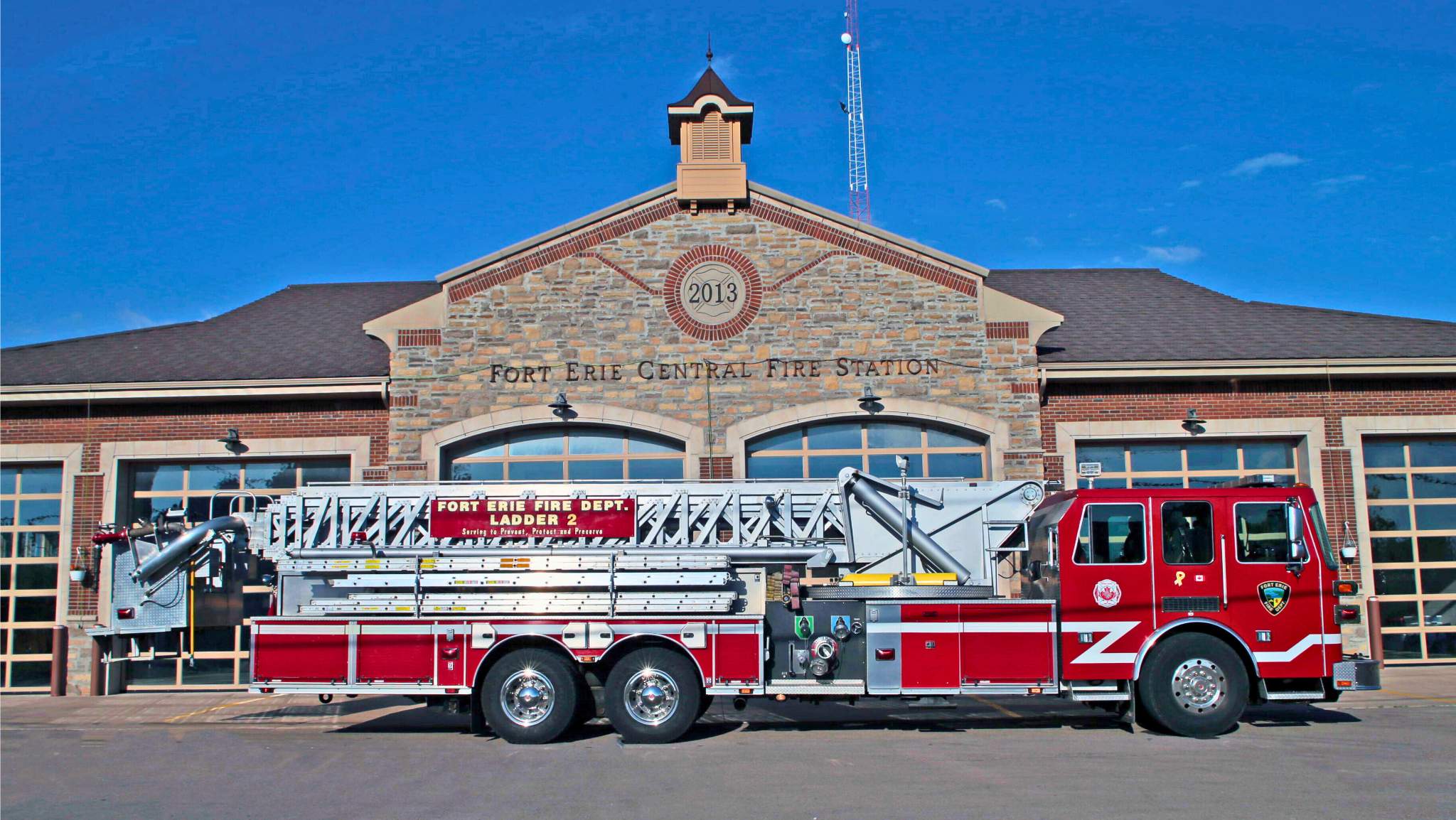 Large fire truck with a ladder