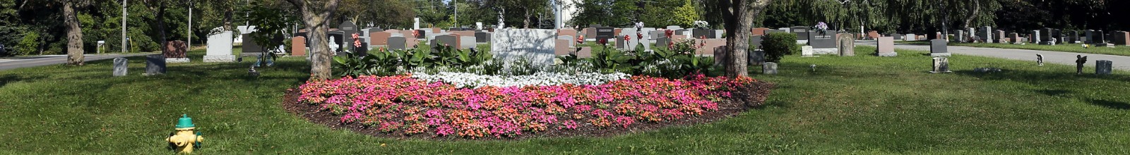 Cemetery Stones and Flower Bed