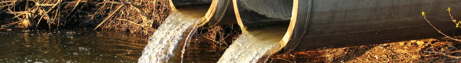 A set of drains run access water into a pond