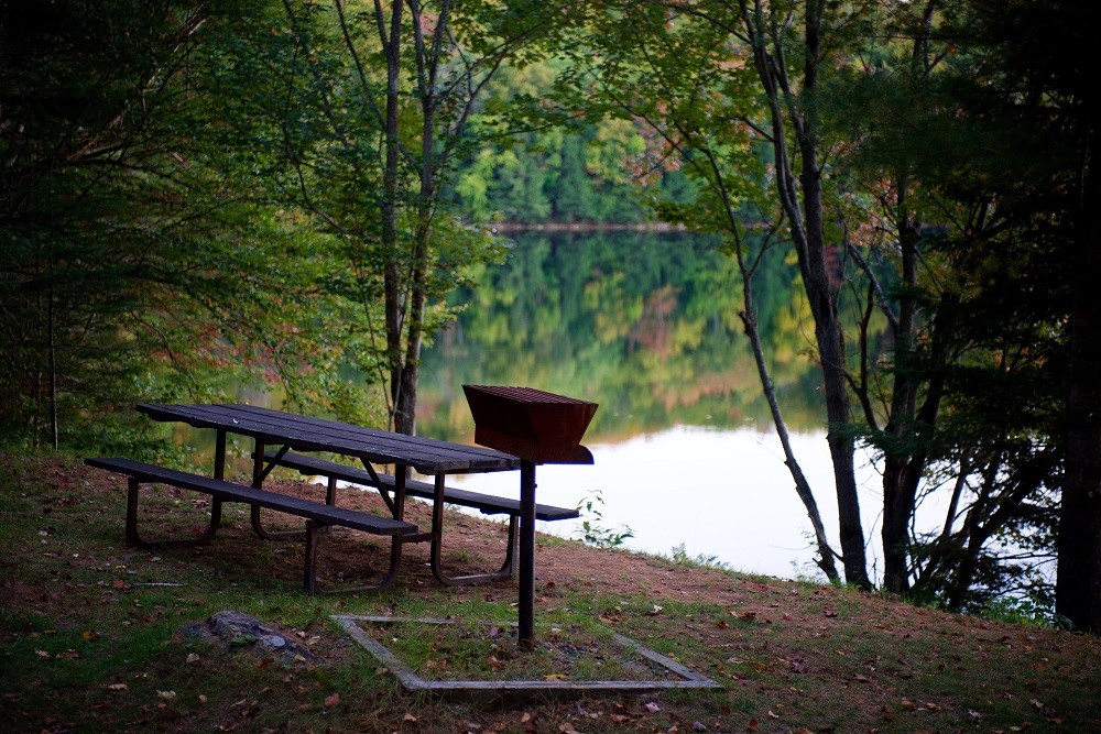 A small charcoal grill in a park