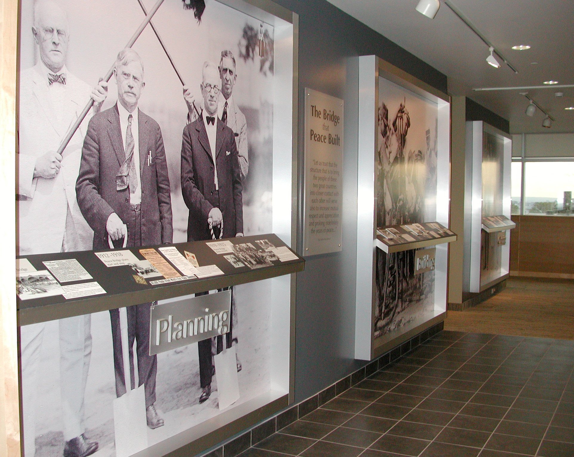 A large room with history displays