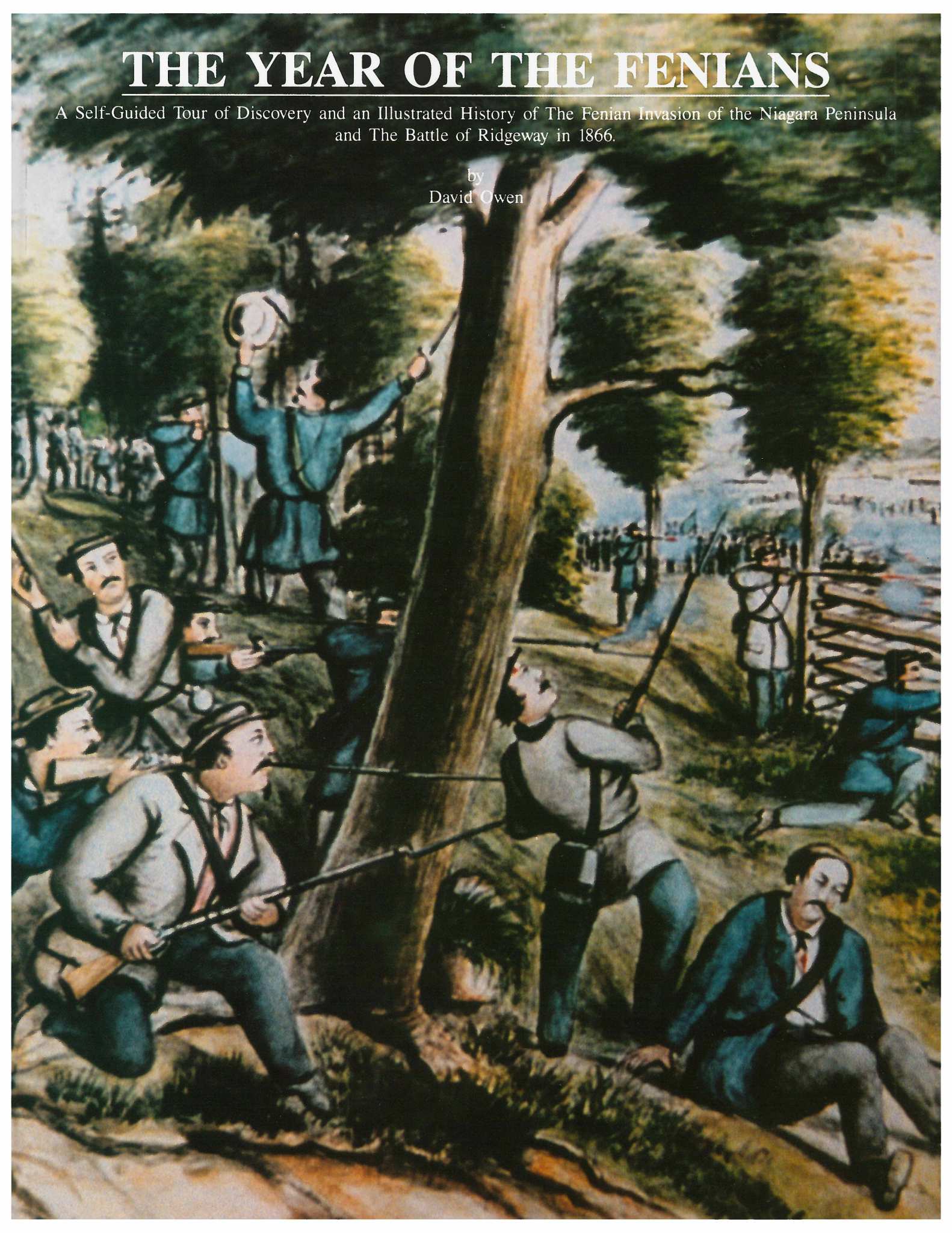 A book cover with a drawing of the Battle of Ridgeway