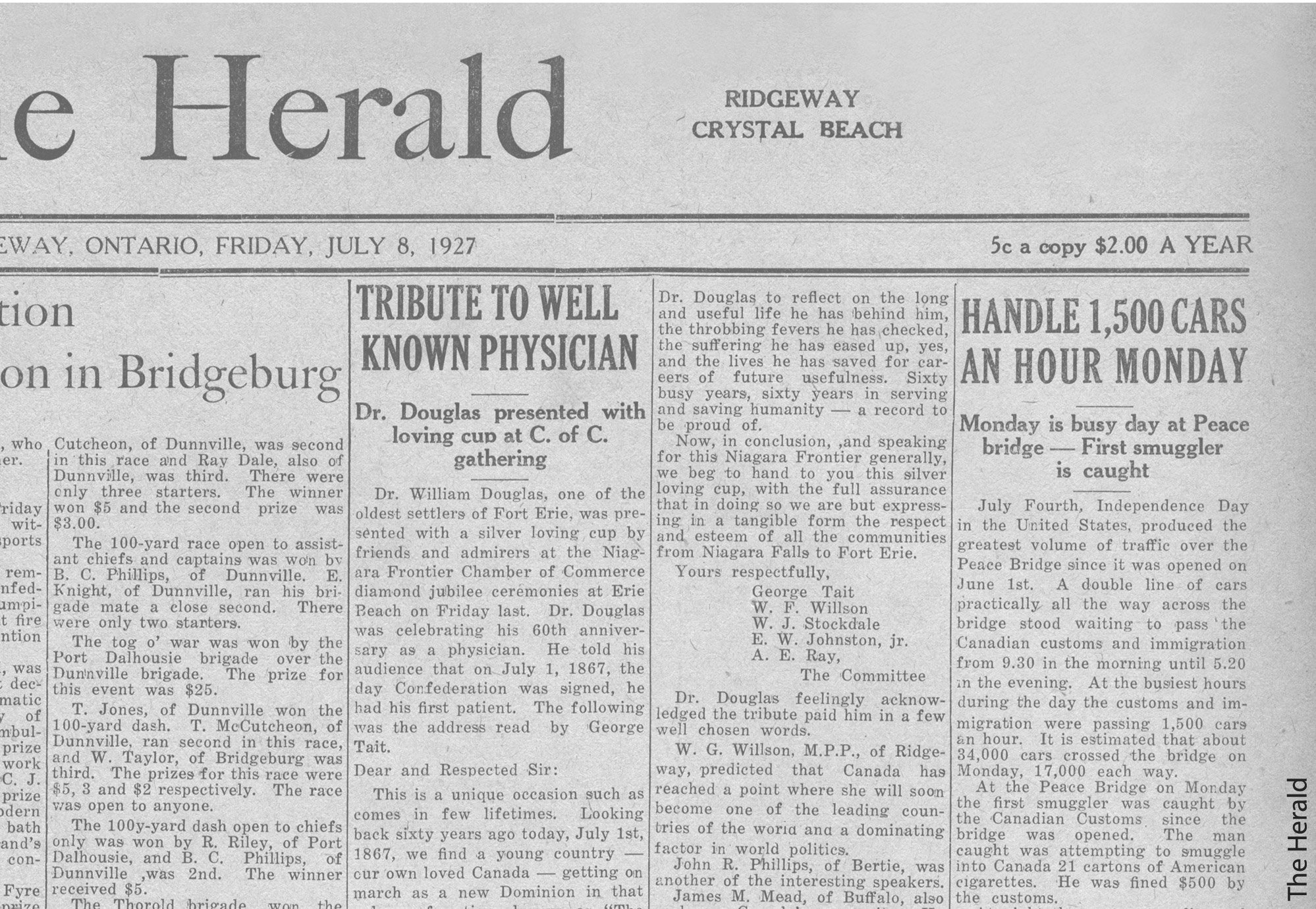 A newspaper article from 1927