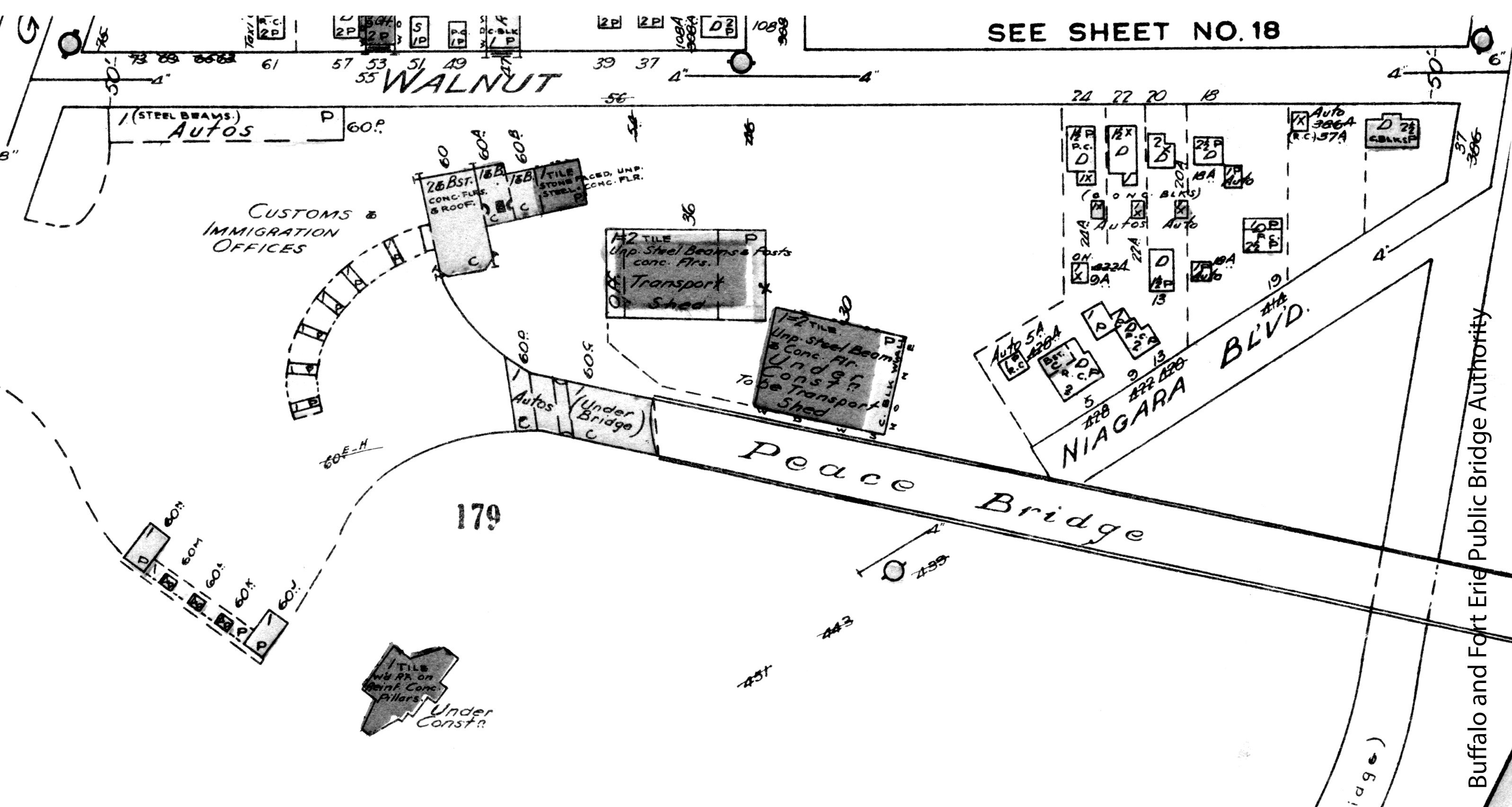 A diagram of the Canadian Plaza construction site