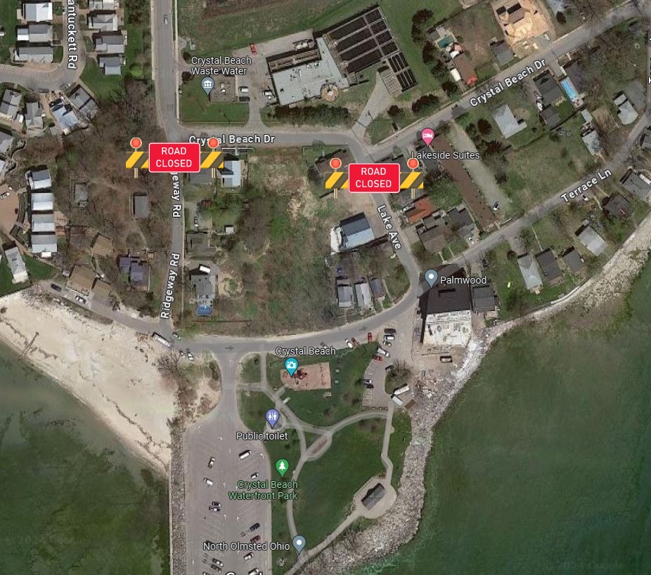 Crystal Beach Waterfront Park Road Closure Map