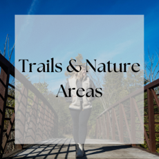 Trails and Nature Areas sunset on lake erie photo with visitors guide title overlay