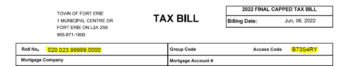 An example Tax Bill