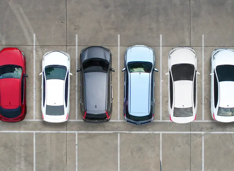 Cars parked in a row