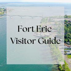 Fort Erie Visitors Guide sunrise winter photo with title overlay